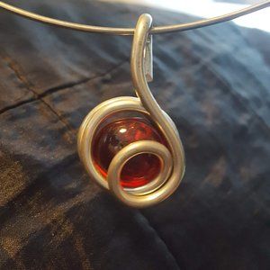 Lelli wrapped red glass on hoop necklace